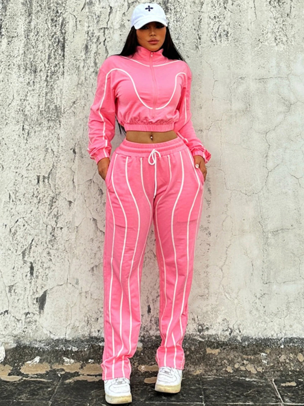 Conjunto Sporty Chic Pink Stripe