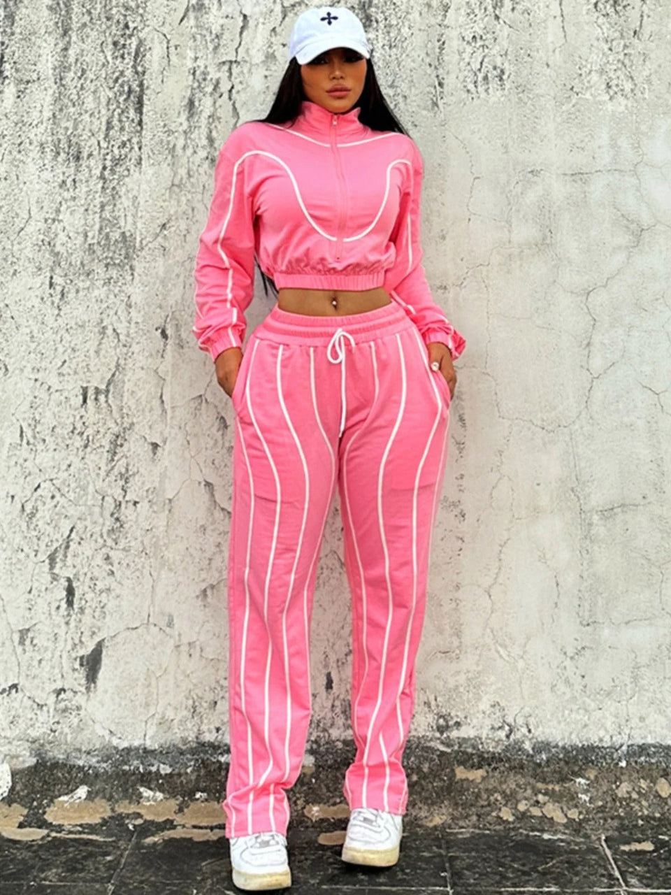 Conjunto Sporty Chic Pink Stripe